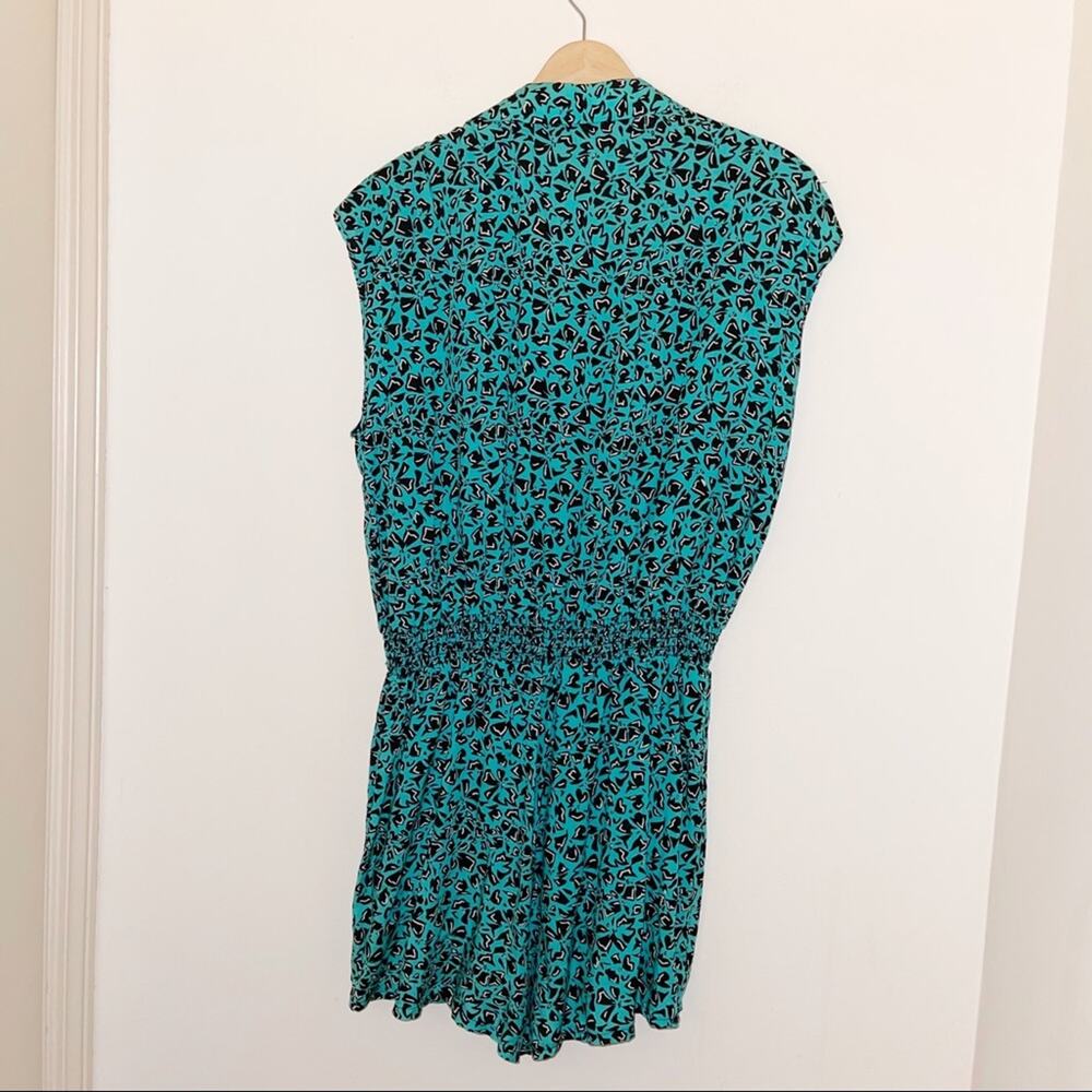 Vtg 80’s Roxanne Geometric Print Cinched Romper - image 3